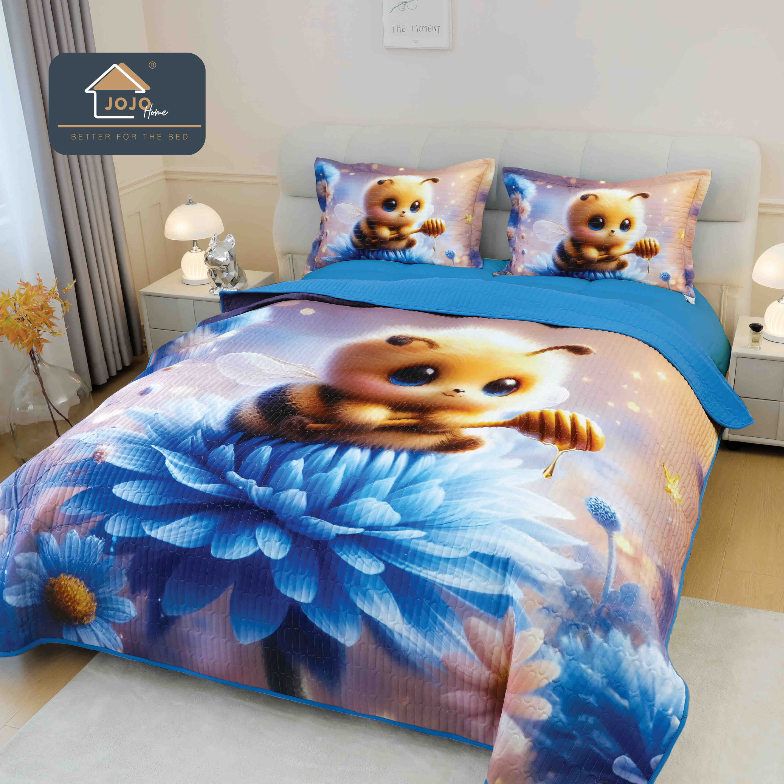 Set Cuvertură de Pat 5D + 2 Fețe de Pernă – 220×240cm-Albina 2 Set Cuvertură de Pat 5D + 2 Fețe de Pernă – 220×240cm-Albina 2