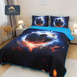 Set Cuvertură de Pat 5D + 2 Fețe de Pernă – 220×240cm-Fotbal