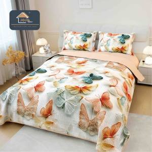 Set Cuvertură de Pat 5D + 2 Fețe de Pernă – 220×240cm-Fluturi 5