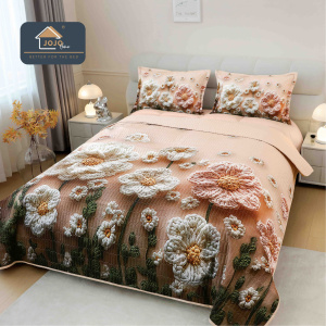 Set Cuvertură de Pat 5D + 2 Fețe de Pernă – 220×240cm-Flori 6