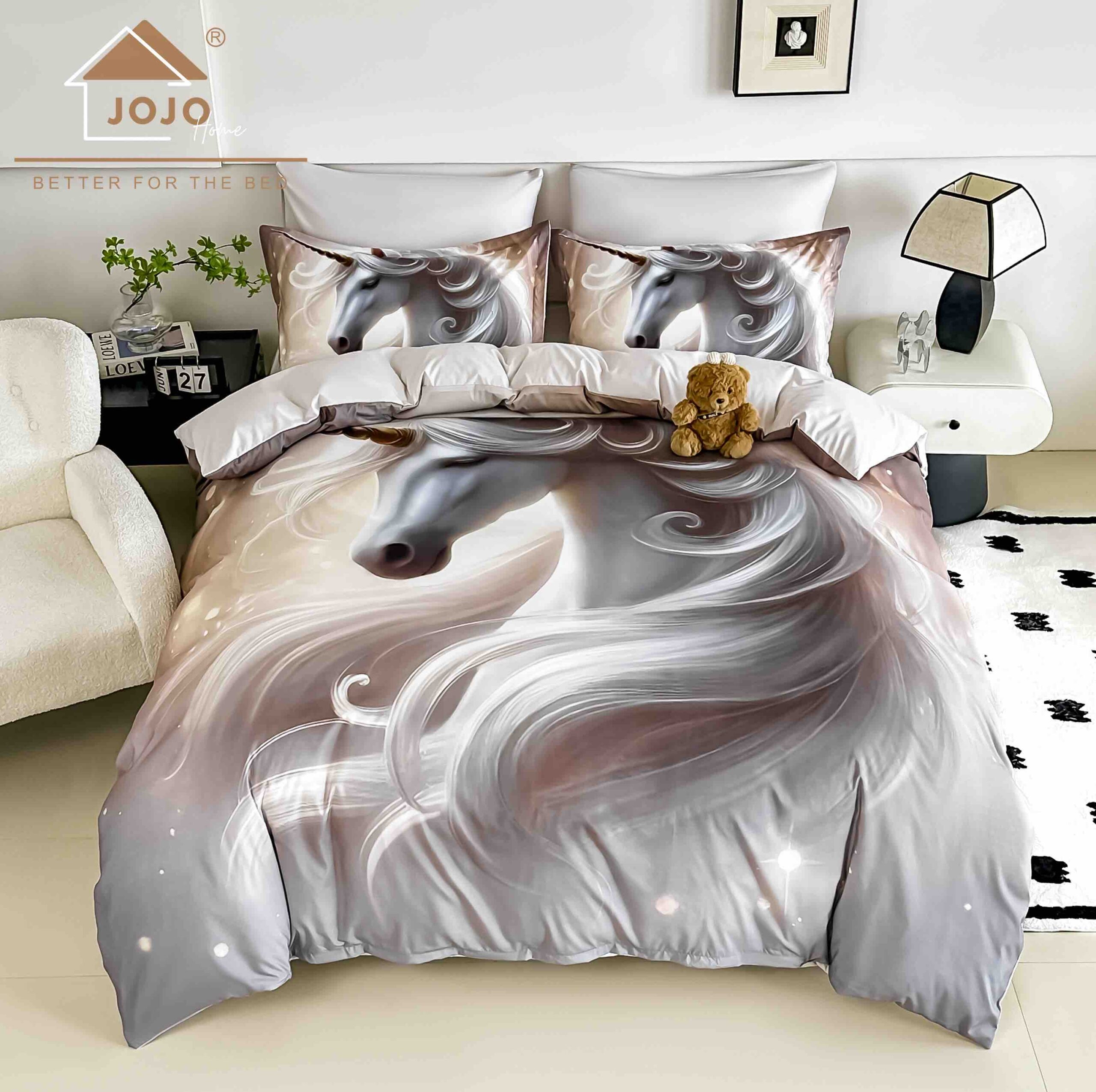 Lenjerie de Pat 6 Piese – Finet, Cearșaf cu Elastic, Imprimare Digitală 5D-Unicorn Lenjerie de Pat 6 Piese – Finet, Cearșaf cu Elastic, Imprimare Digitală 5D-Unicorn