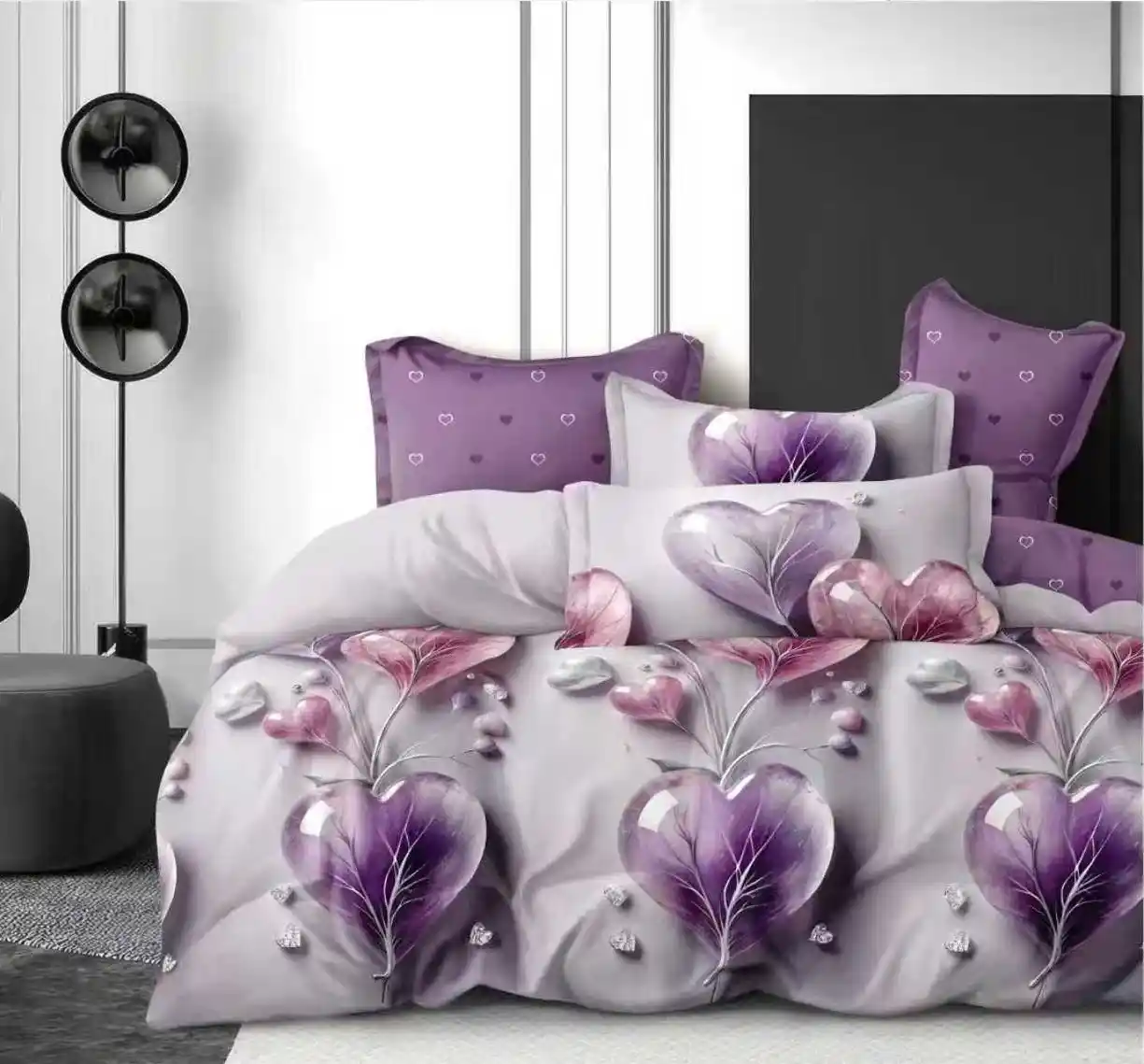 19 Lenjerie Finet 6 piese cu husă de pat pentru saltea de 160x200 și 180x200 - imagine 1