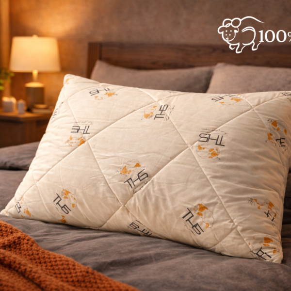 Pernă din Lână Merino Premium – 900 g | 50×70 cm | Crem