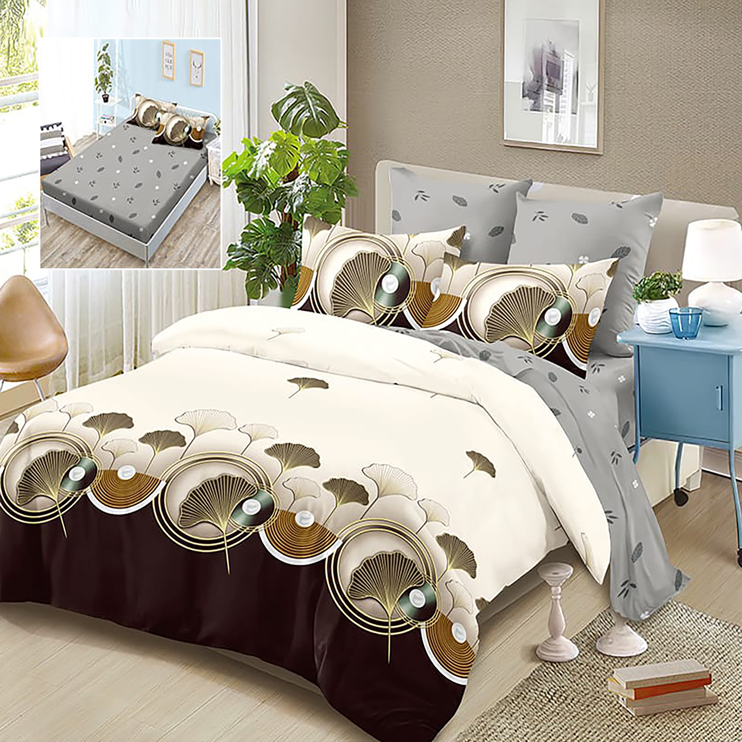 HF6P224 LENJERIE FINET 6 PIESE CU HUSĂ - 160x200 ȘI 180x200 (HF6P224) - imagine 1
