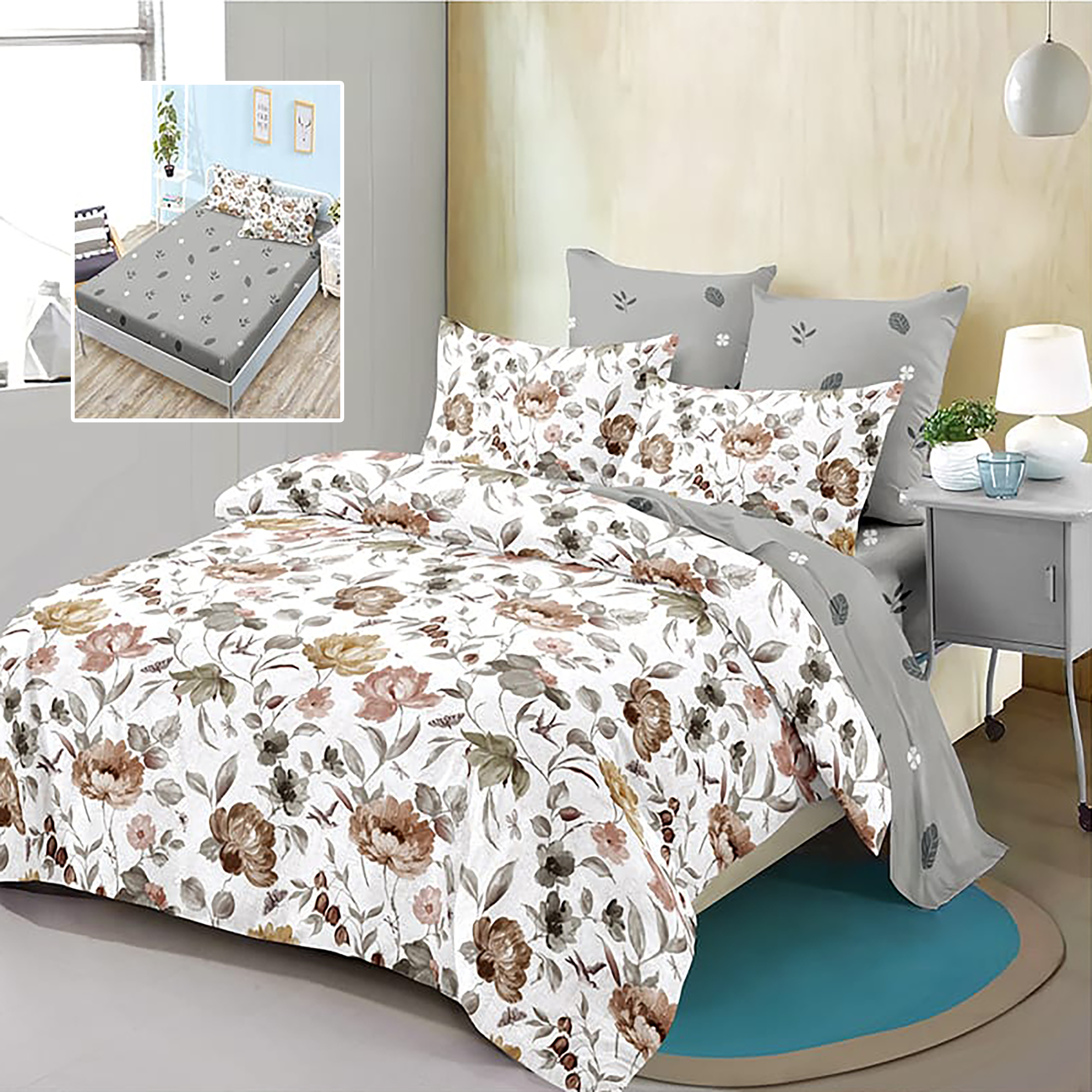 HF6P229 LENJERIE FINET 6 PIESE CU HUSĂ - 160x200 ȘI 180x200 (HF6P229) - imagine 1