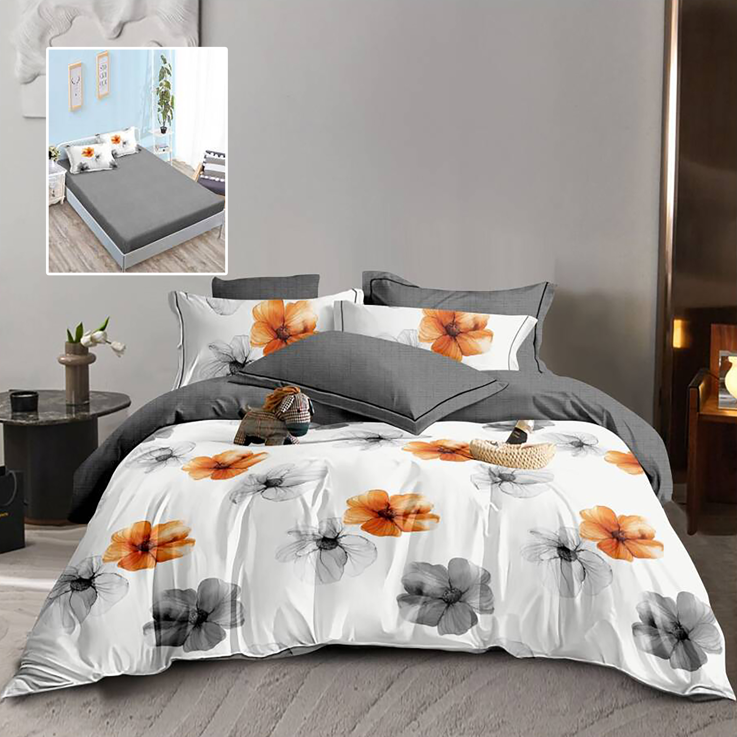 HF6P242 LENJERIE FINET 6 PIESE CU HUSĂ - 160x200 ȘI 180x200 (HF6P242) - imagine 1