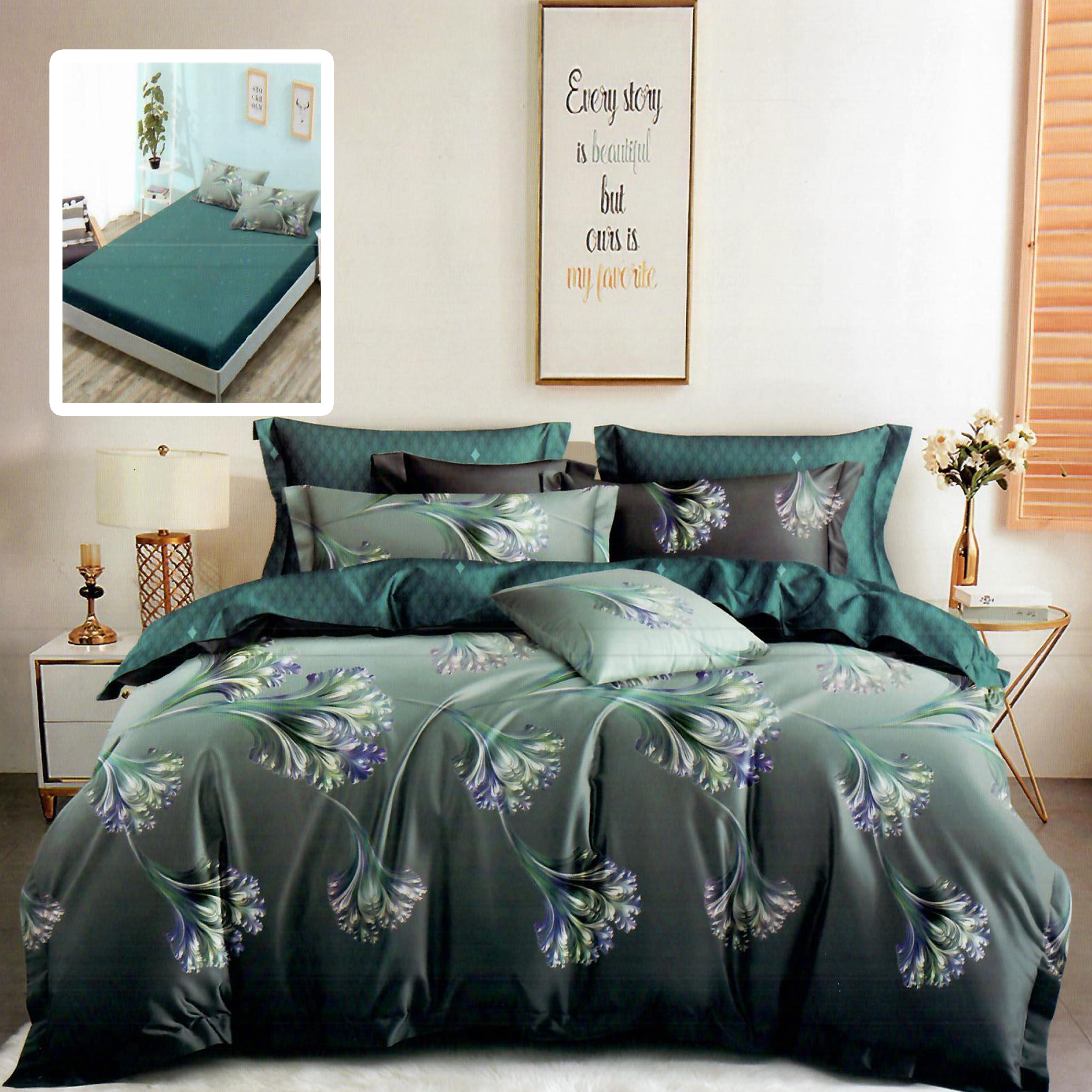 HF6P254 LENJERIE FINET 6 PIESE CU HUSĂ - 160x200 ȘI 180x200 (HF6P254) - imagine 1