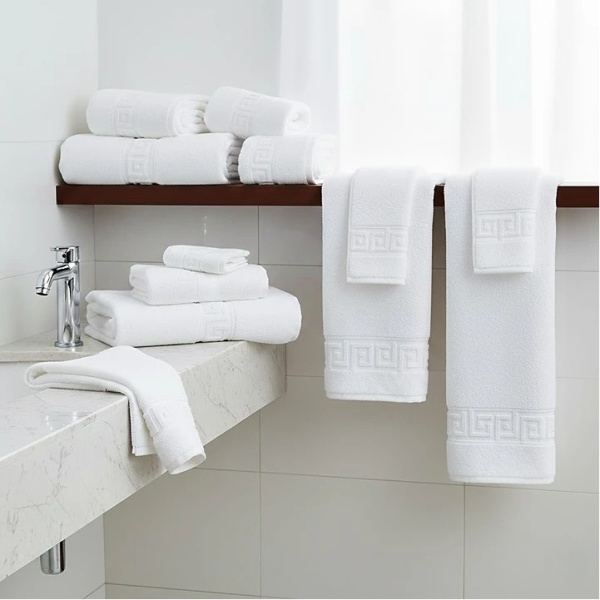 Set 12 Prosoape hoteliere,6-50x90cm+6-70x130 bumbac pakistanez 500 g/mp greek border