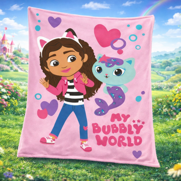 Pătură pentru copii Gabby's Dollhouse „Bubbly World” 100x150 cm