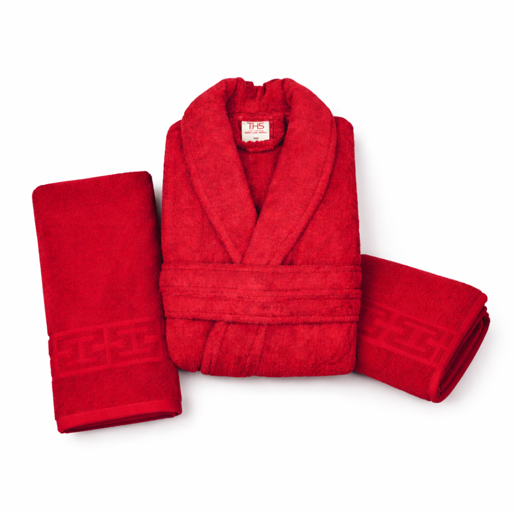 Premium Red Spa Set – Halat și 2 Prosoape Bumbac Pakistanez,unisex Premium Red Spa Set – Halat și 2 Prosoape Bumbac Pakistanez,unisex