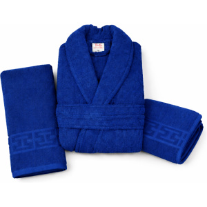 Set complet Royal Blue Spa – Halat și 2 Prosoape Bumbac Pakistanez,unisex