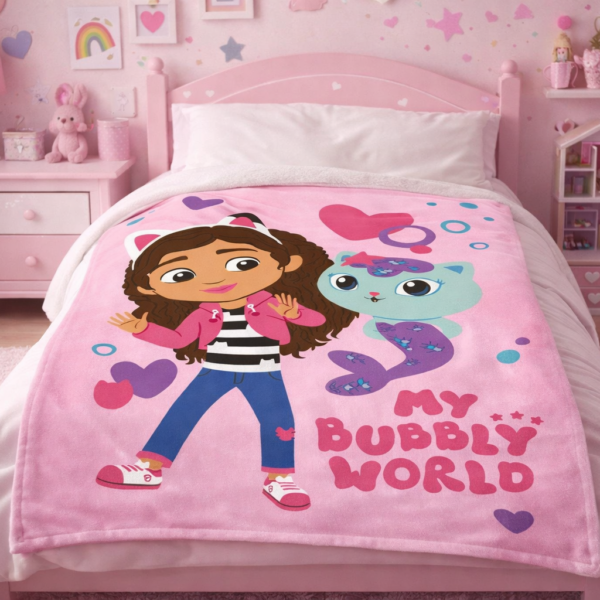 Pătură pentru copii Gabby's Dollhouse „Bubbly World” 100x150 cm