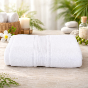 Prosop Pufos de Lux 50×90cm, 100% Bumbac Pieptanat, Zero Twist, 650g/mp-White