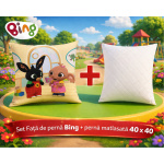 Set Față de pernă imprimata iepurasul Bing-licentiata + pernă matlasată 40×40 cm