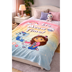 Pătură pentru copii Gabby's Dollhouse Meow Time 100x140 cm – pătură fleece moale, roz, pentru fete