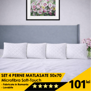 Set 4 Perne Matlasate 50x70cm Microfibra Soft-Touch