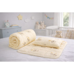 Set Complet Lana Merino Copii/Bebeluși | Pernă 35x45 cm + Pilotă 80x120 cm + Saltea Înfășat 50x70 cm | crem/oita