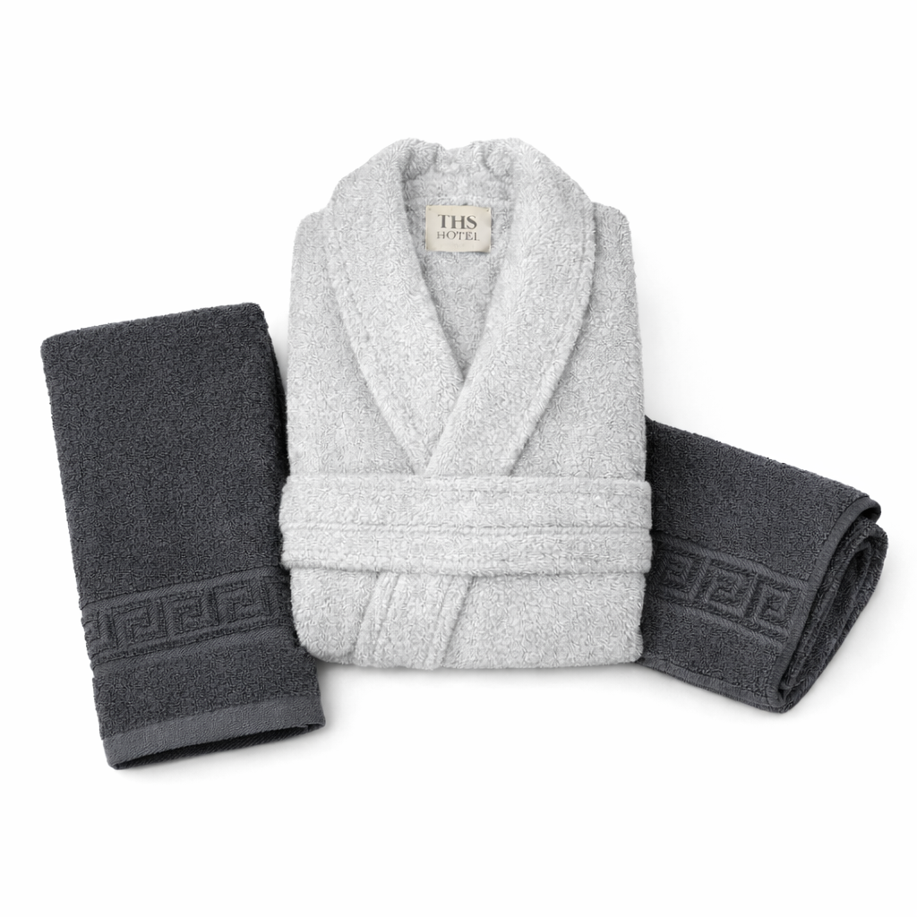 Set baie Bumbac - Halat și Prosoape ,unisex Set baie Bumbac - Halat și Prosoape ,unisex