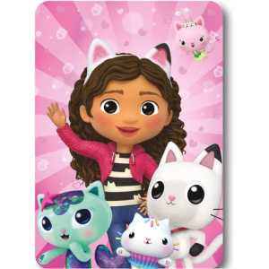 Pătură pentru copii Gabby's Dollhouse Happiness 100x150 cm – pătură fleece moale, roz, pentru fete