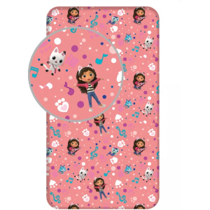Cearceaf de pat cu elastic Gabby's Dollhouse Music 90x200 cm ,Bumbac