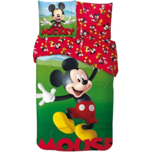 Set de lenjerie de pat din bumbac în două piese, perfect pentru adevărații fani Mickey Mouse