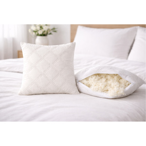 Set 2× Perna Lana Merino Matlasata 40×40 cm, 250 g, Husă Detasabila, Alb, Fermoar