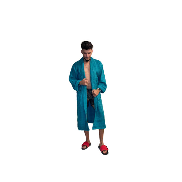 Set baie Bumbac - Halat și Prosoape ,unisex,Green Dk - imagine 3