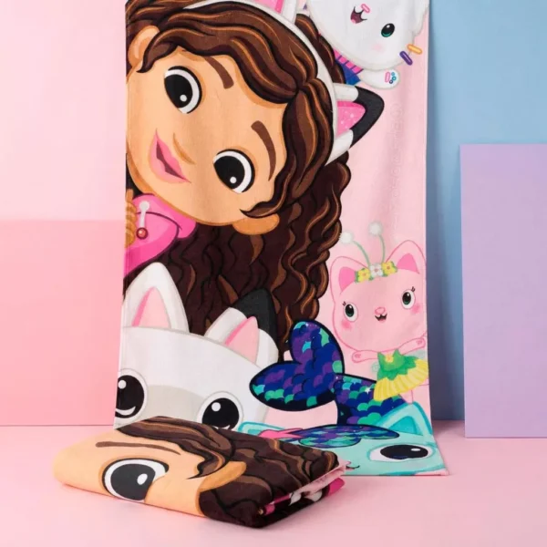 Prosop de plaja pentru copii Gabby's Dollhouse Playtime 70x140 cm - imagine 2