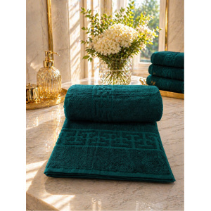 Prosop SPA Hotelier 100x200cm 100% bumbac cardat 500 gr/mp ,Greek Border Green Deep