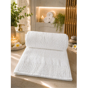 Prosop Plajă și Spa 100% Bumbac 76x147 cm, 550 gr/mp – Prosop Hotelier Alb Premium, Moale și Absorbant