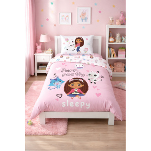 Acasa Lenjerie de pat Gabby's Dollhouse Sleepy 140x200 cm + față pernă 65×65 cm ,microfibră