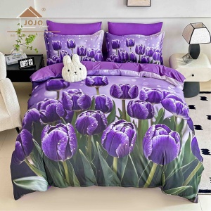 Acasa Lenjerie de Pat 6 Piese – Finet, Cearșaf cu Elastic, Imprimare Digitală 5D-Lalele