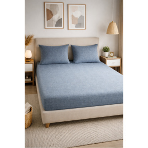 Set Cearceaf cu Elastic + 2 Fete de Pernă 50x70 cm, Bumbac Mercelizat, 160x200 / 180x200 cm