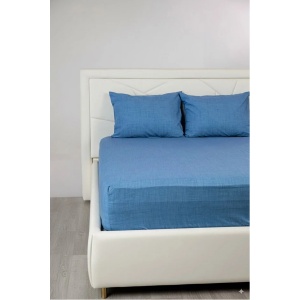 Set Cearceaf cu Elastic + 2 Fete de Pernă 50x70 cm, Bumbac Mercelizat, 160x200 / 180x200 cm-Albastru
