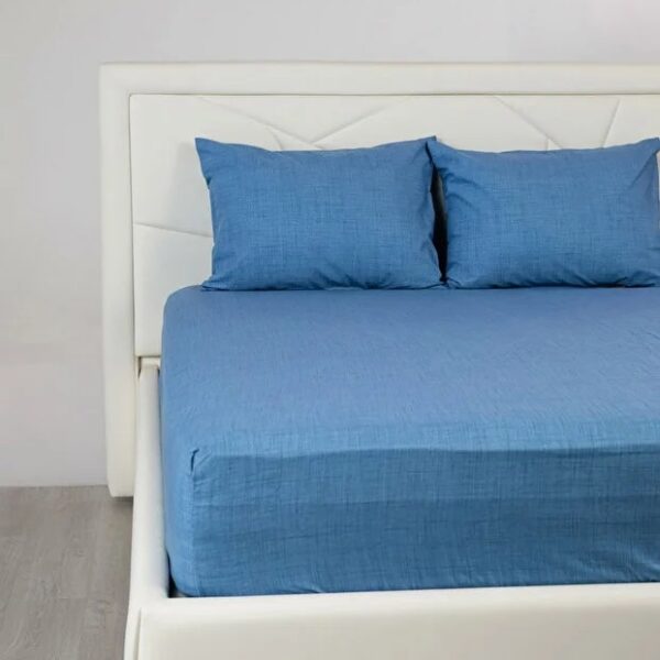 Set Cearceaf cu Elastic + 2 Fete de Pernă 50x70 cm, Bumbac Mercelizat, 160x200 / 180x200 cm-Albastru