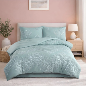 Lenjerie de Pat cu Elastic 160x200 Aqua PAMUK, Bumbac Ranforce 100%