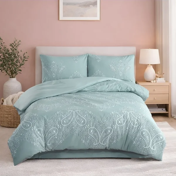 Lenjerie de Pat cu Elastic 160x200 Aqua PAMUK, Bumbac Ranforce 100%