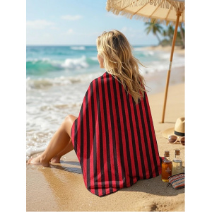 Prosop plaja 80×160 cm 100% bumbac Stripes Red
