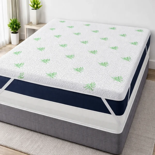 Topper Impermeabil Aloe Vera „Pure Comfort Shield” – Strat de Protecție și Confort Avansat