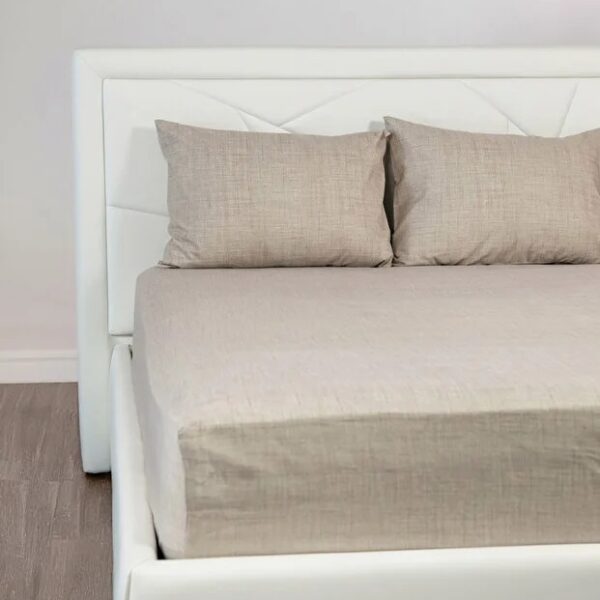 Set Cearceaf cu Elastic + 2 Fete de Pernă 50x70 cm, Bumbac Mercelizat, 160x200 / 180x200 cm-Bej