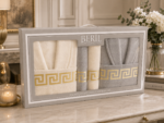 Set cadou premium halate și prosoape din bumbac 100% – 2 halate unisex + 4 prosoape, cutie elegantă cu mâner-SHB-8