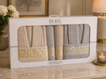 Set cadou halate și prosoape din bumbac 100% – 2 halate unisex + 4 prosoape, cutie elegantă cadou
