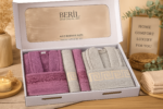 Set cadou premium halate și prosoape din bumbac 100% – 2 halate unisex + 4 prosoape, cutie elegantă cu mâner-SHB-25
