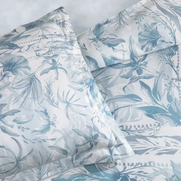 Lenjerie TAC King Size 6 piese bumbac dublu satinat Elegance Premium Velora Albastru