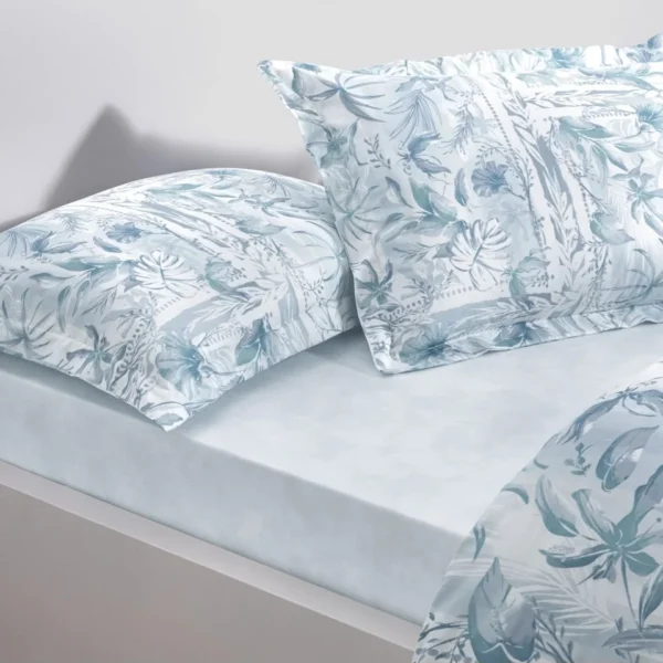 Lenjerie TAC King Size 4 piese bumbac dublu satinat Elegance Premium  Velora Albastru - imagine 2