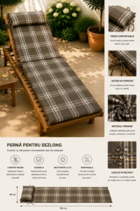 Saltea Șezlong Premium 2 Segmente 60x190 cm, perna asortata– Husă Detașabilă, Rezistentă UV saltea_sezlong_premium_doua_segmente_aitutaki_25
