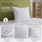 Protectie perna matlasată cu fermoar 40x40cm Alb (3)