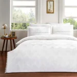 Lenjerie TAC King size 6 piese bumbac dublu satinat Digital Glien Alba