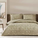 Lenjerie Single Fleur bej 100% bumbac satinat TAC