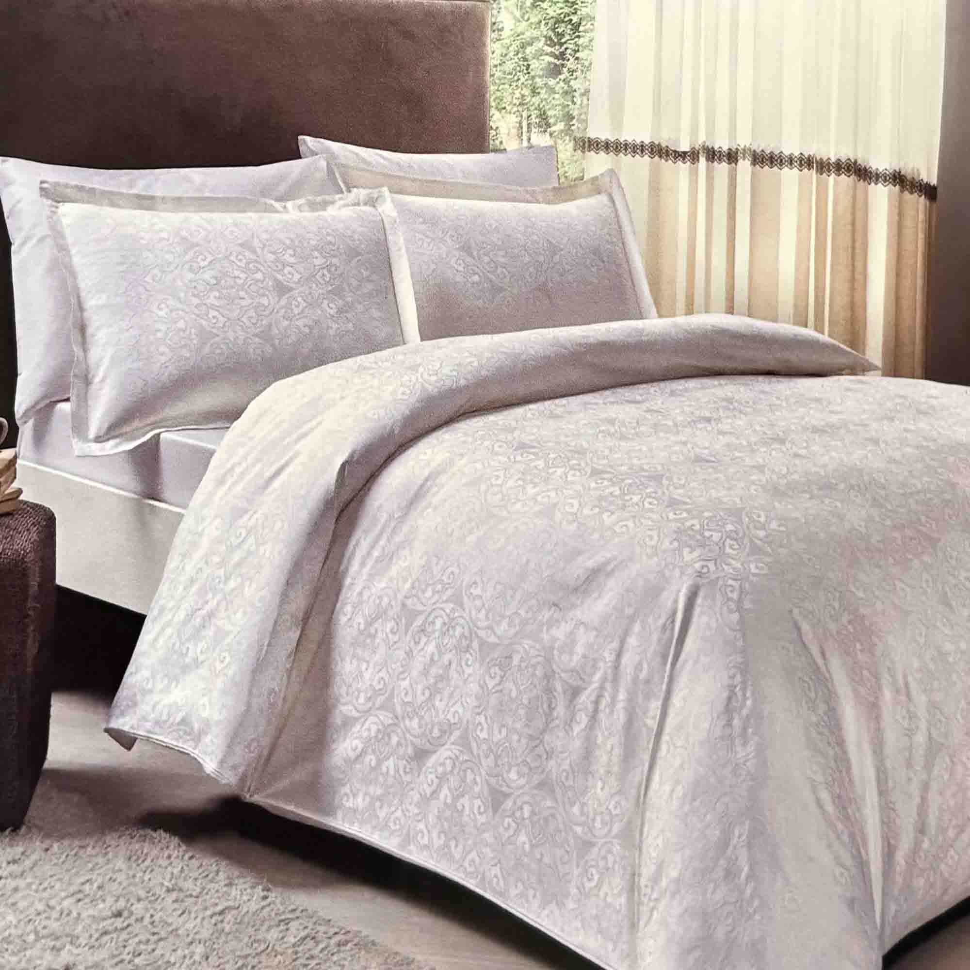 Lenjerie TAC King Size Jacquard Nodus Alb Lenjerie TAC King Size Jacquard Nodus Alb